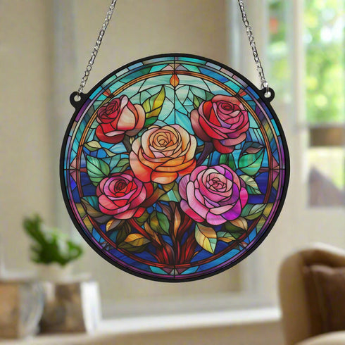 Roses Stained Glass Effect Suncatcher